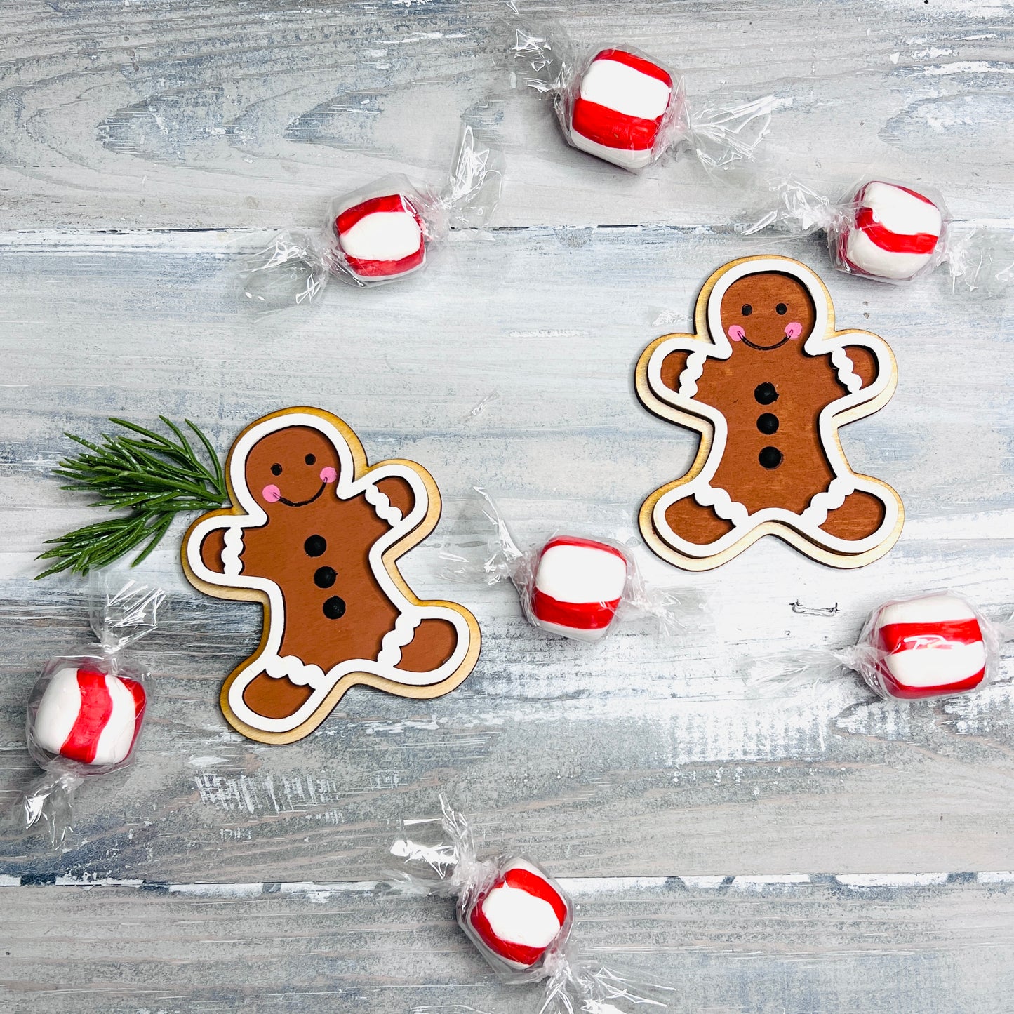 Set of 6 Unfinished Gingerbread Men with Overlay - Free Shipping