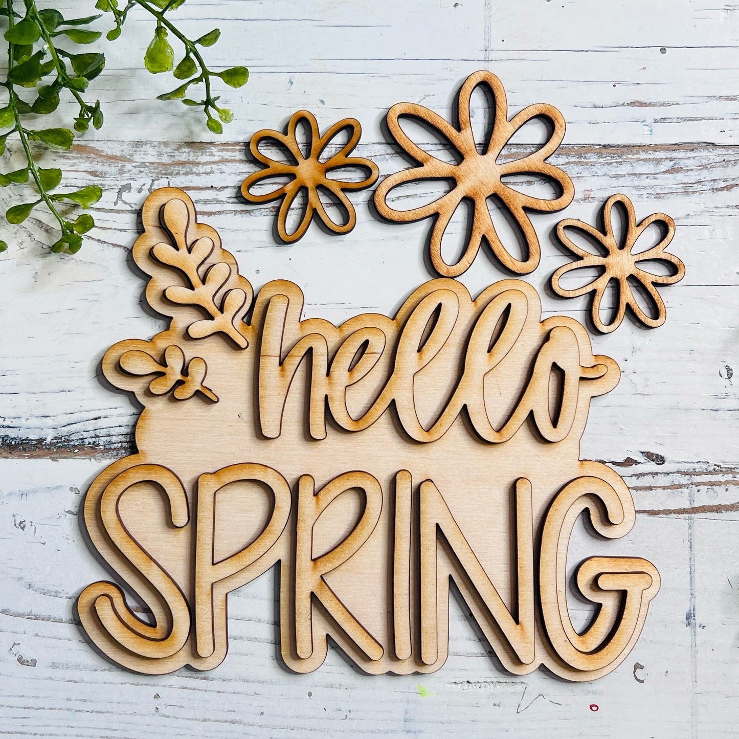 Hello Spring Sign with Flowers - Free Shipping