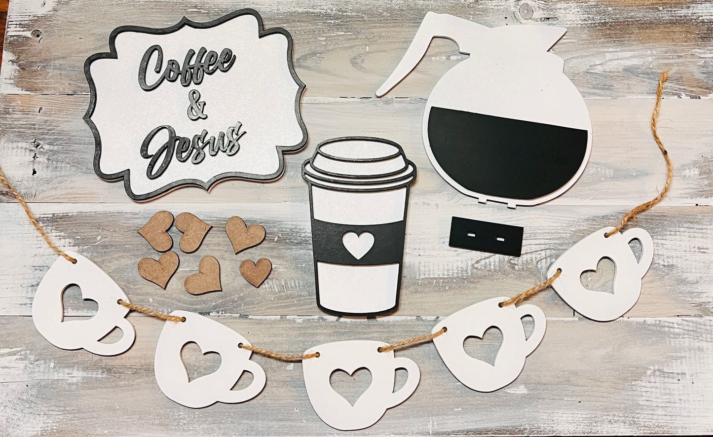 Coffee & Jesus UNFINISHED Tiered Tray Set -- Free Shipping