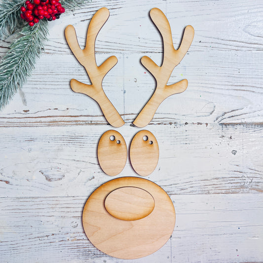 Reindeer Face Wood Cut-Out (Set of 3) - Free Shipping