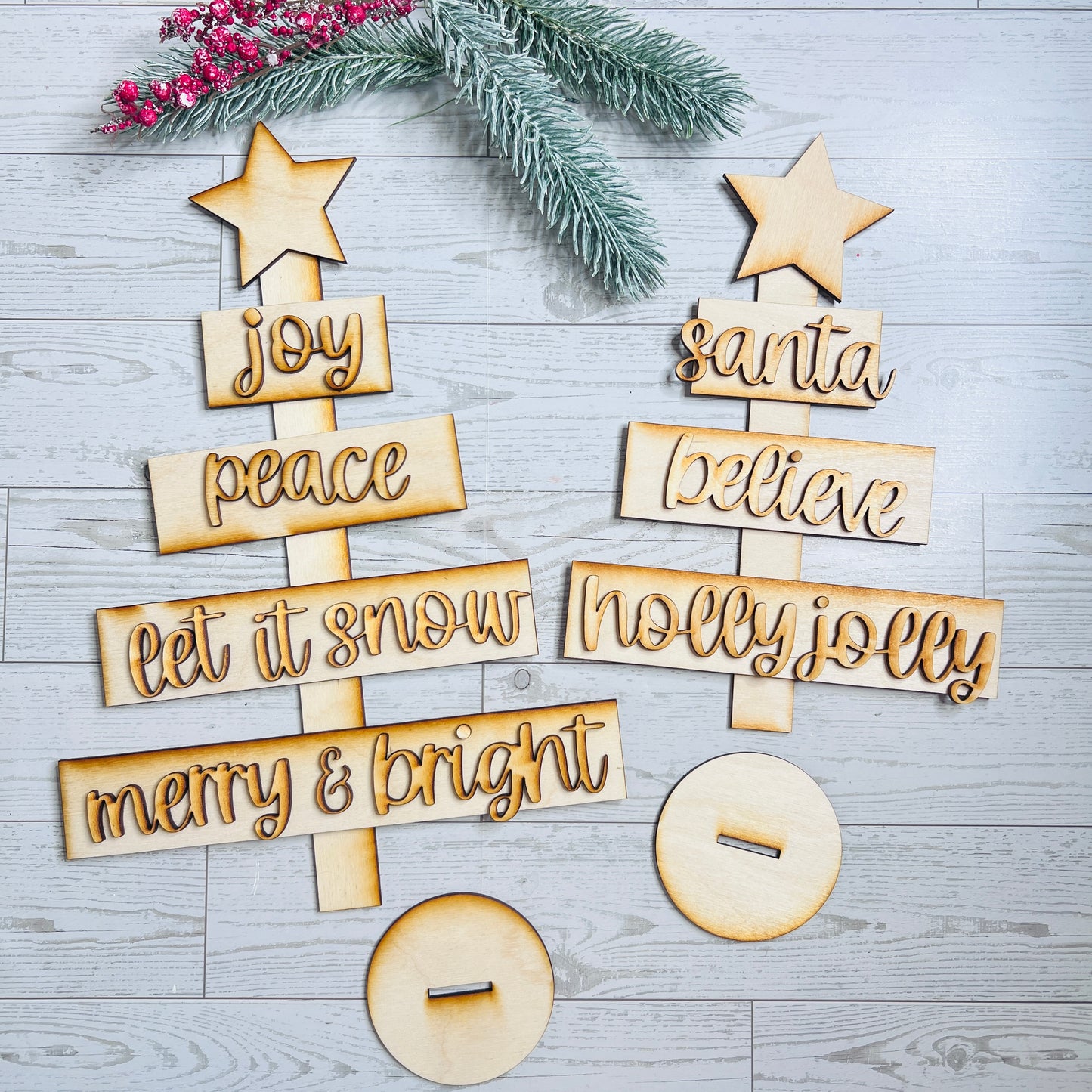 Set of 2 Christmas Faux Pallet Trees - Free Shipping