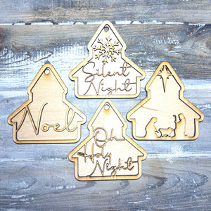 Set of 4 Nativity Ornaments - Free Shipping