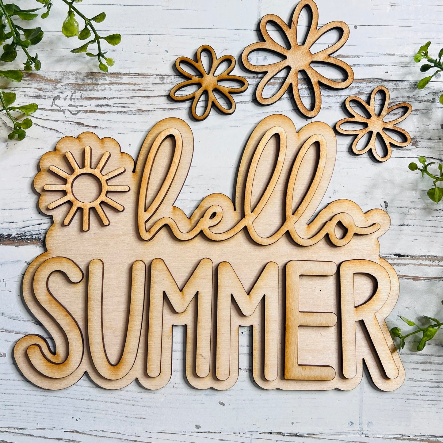 Hello Summer Sign with Flowers - Free Shipping