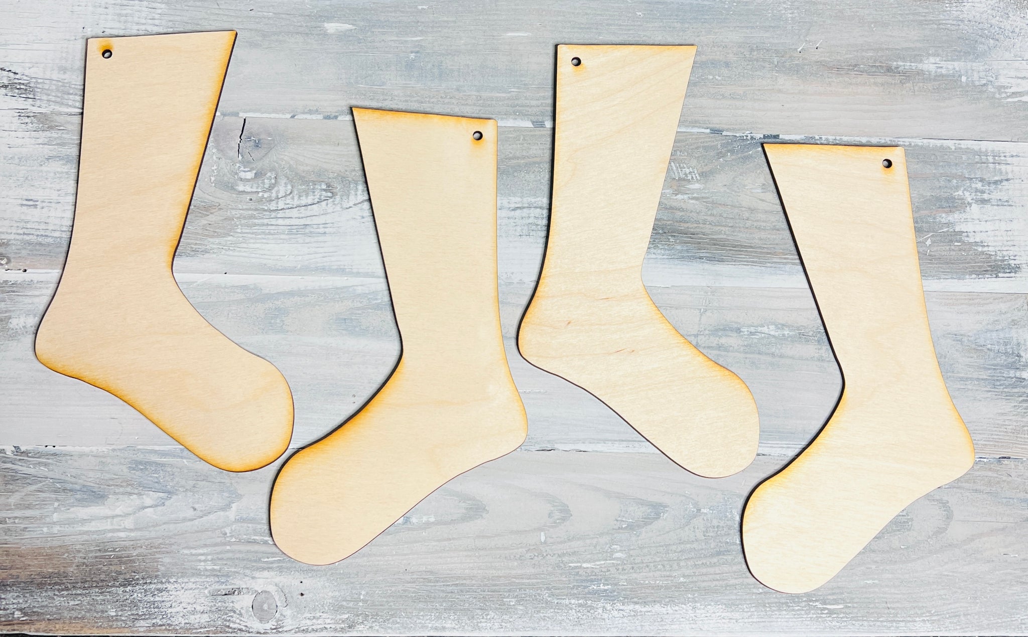 Vintage Christmas Stockings Wood Cut-Outs - Free Shipping