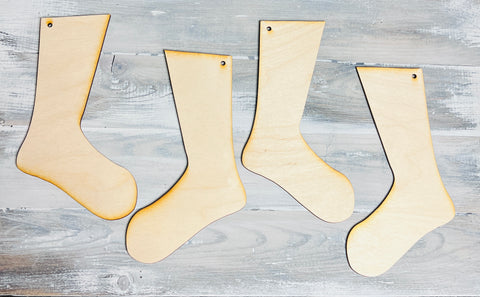 Vintage Christmas Stockings Wood Cut-Outs - Free Shipping