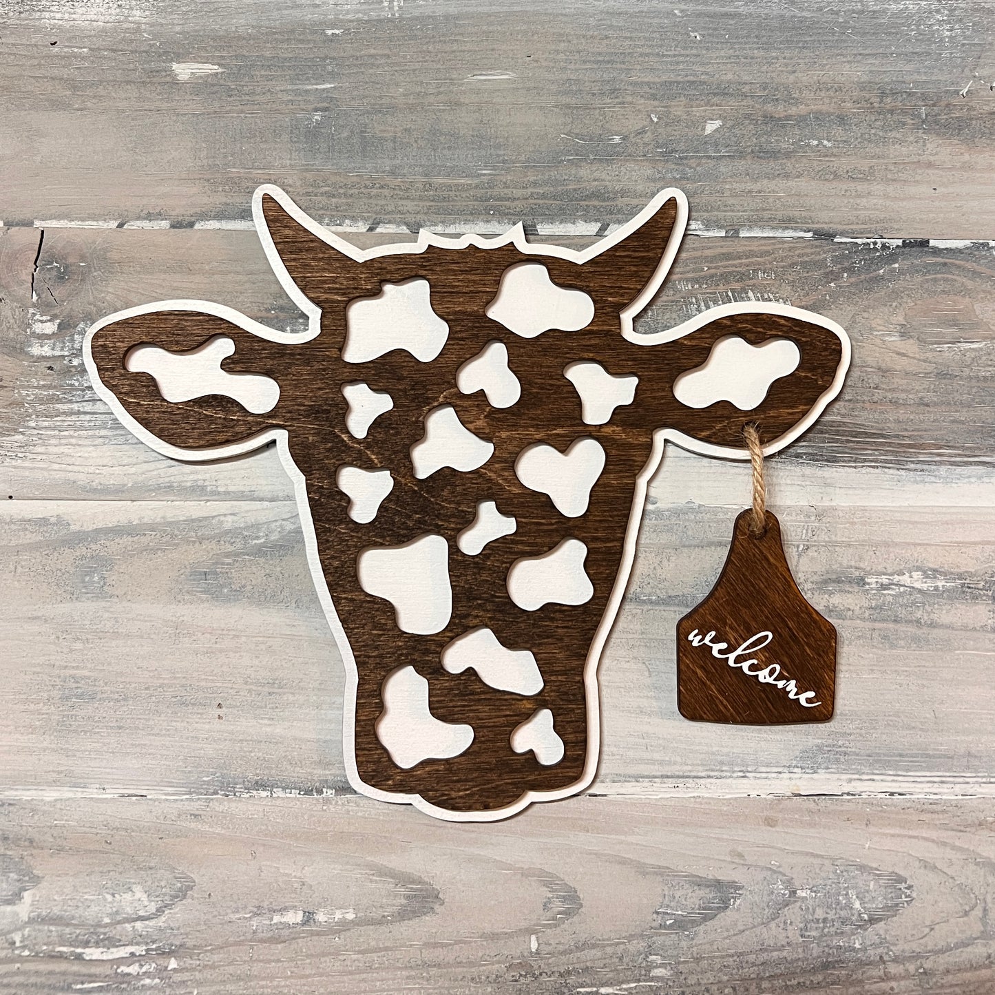 Unfinished Cow Head Cutout with Tag - Free Shipping